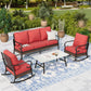 Sophia & William 5 Seat Patio Conversation Set,Outdoor Furniture Set with Rocking Chairs, Red