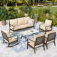 Sophia & William 7 Seat Patio Conversation Set,Outdoor Furniture Set with Rocking Chairs & Fixed Chairs, Beige