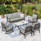 Sophia & William 7 Seat Patio Conversation Set,Outdoor Furniture Set with Rocking Chairs & Fixed Chairs, Gray