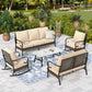 Sophia & William 7 Seat Patio Conversation Set,Outdoor Furniture Set with Rocking Chairs & Loveseat, Beige