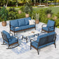 Sophia & William 7 Seat Patio Conversation Set,Outdoor Furniture Set with Rocking Chairs & Loveseat, Pacific Blue