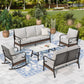Sophia & William 7 Seat Patio Conversation Set,Outdoor Furniture Set with Rocking Chairs & Loveseat, Light Gray