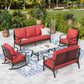 Sophia & William 7 Seat Patio Conversation Set,Outdoor Furniture Set with Rocking Chairs & Loveseat, Red
