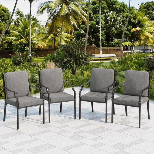 Sophia & William Set of 4 Outdoor Patio Dining Chairs Metal Chairs with Cushion