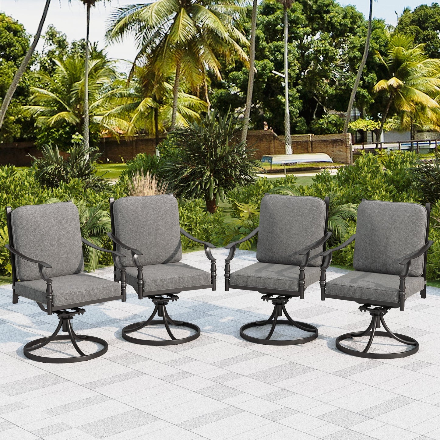 Sophia & William 4Pcs Patio Outdoor Swivel Dining Chairs All Weather Metal Chair with Cushion