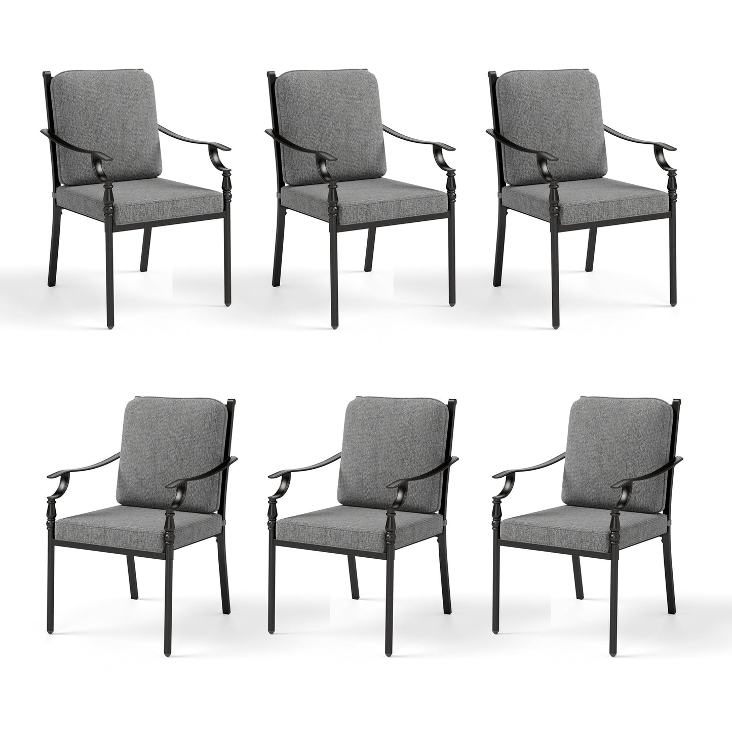 Sophia & William Set of 6 Outdoor Patio Dining Chairs Metal Chairs with Cushion