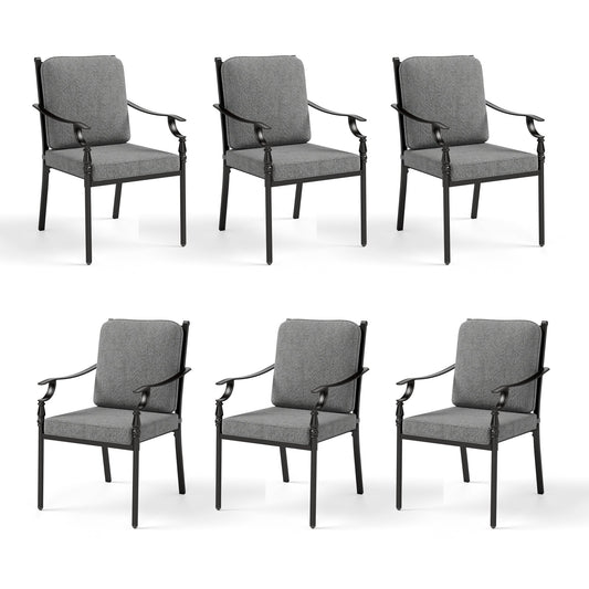 Sophia & William Set of 6 Outdoor Patio Dining Chairs Metal Chairs with Cushion