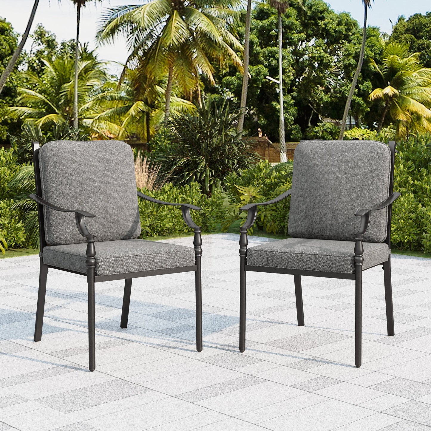 Sophia & William Set of 2 Outdoor Patio Dining Chairs Metal Chairs with Cushion