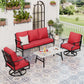Sophia&William 5 Seat Patio Conversation Set Outdoor Sofa Furniture Set with Marble Table, Swivel Chair, Red
