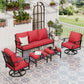 Sophia&William 7 Seat Patio Conversation Set Outdoor Sofa Furniture Set with Ottomans, Red