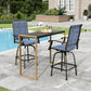 Sophia & William 3PCS Patio Outdoor Bar Set Txtilene Bar Height Swivel Stools & Table Furniture Bistro Set, Navy Blue