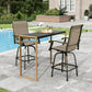 Sophia & William 3PCS Patio Outdoor Bar Set Txtilene Bar Height Swivel Stools & Table Furniture Bistro Set, Brown