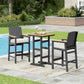 Sophia & William Patio Outdoor Bar Set HDPE Height Stools & Table Bistro Set Cushioned Wicker Chair Furniture Set