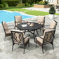 Sophia & William 7Pcs Outdoor Patio Dining Set Metal Cushioned Chairs and 54  Round Table Furniture Set for 6-Person, Beige