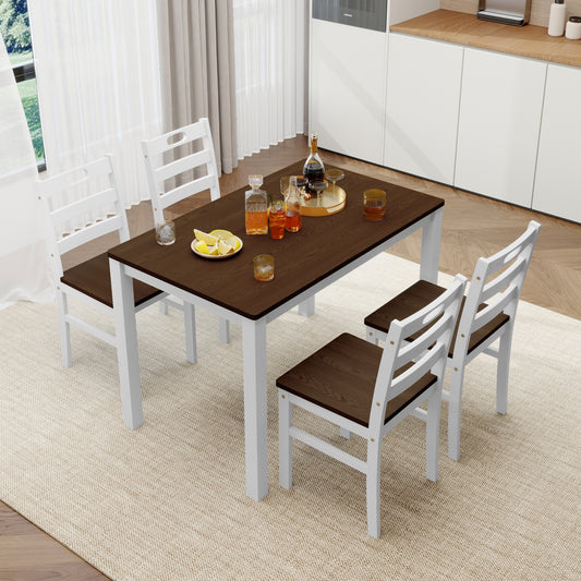Alpha Joy Farmhouse Dining Table Set for 4 Solid Wood Kitchen Chairs and Table Set
