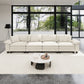 Sophia&William Convertible Sectional Sofa Couch, Modern Chenille Couch 4-Seat 24.4"W Deep Sofa Modular with 4 Pillows for Living Room,Beige