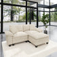 Sophia&William L-shaped Modular Sectional Sofa, 3-Seater Chenille Cloud Couch Sofa Set with Deep Seat & 2 Pillows & Ottoman for Living Room, Apartment, White