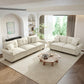Sophia&William Sectional Sofa Set, Mid-Century Chenille Cloud Couch 5-Seat Nailhead Trim with 5 Pillows for Living Room, White