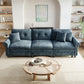 Sophia&William 3-Seat Sectional Sofa Set, Mid-Century Chenille Cloud Couch Modular Sofa with Nailhead Trim, 3 Pillows for Living Room Furniture Sets, Cyan