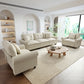Sophia&William 5-Seat Sectional Sofa Set, Mid-Century Chenille Cloud Couch with Nailhead Trim, 5 Pillows for Living Room, White