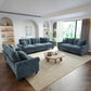 Sophia&William Modular Sectional Sofa Set, Mid-Century Chenille Cloud Couch 7-Seat Deap Seat Sofa with Nailhead Trim and 7 Throw Pillows for Living Room, Cyan
