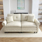 Sophia&William 2-Seat Sectional Sofa Set, Mid-Century Chenille Cloud Couch Retro Nailhead Trim Modular Sofa with 2 Pillows for Living Room, White