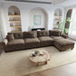 Sophia&William Modular Sectional Sofa Set, Modern Chenille Cloud Couch 5-Seat Retro Nailhead Trim with 4 Pillows for Living Room Furniture Sets, Brown