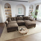 Sophia&William Modular Sectional Sofa Set, Modern Chenille Cloud Couch 5-Seat Nailhead Trim with 3 Pillows for Living Room Furniture Sets, Brown