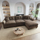 Sophia&William Modular Sectional Sofa Set, Modern Chenille Cloud Couch 4-Seat Retro Nailhead Trim with 3 Pillows for Living Room Furniture Sets, Brown