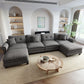 Sophia&William Modular Sectional Sofa Couch Set, U-shaped Linen Cloud Couch 6-Seat Retro Nailhead Trim Cloud Sofa Set with 4 Pillows for Living Room, Dark Gray