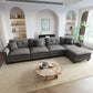 Sophia&William Modular Sectional Sofa Set, L-shaped Linen Cloud Couch 5-Seat Nailhead Trim Cloud Sofa Set with 4 Pillows for Living Room, Dark Gray