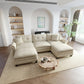 Sophia&William Modular Sectional Sofa Set, U-shaped Linen Cloud Couch 5-Seat Nailhead Trim Cloud Sofa Set with 3 Pillows for Living Room, White