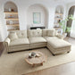 Sophia&William Modular Sectional Sofa Set, L-shaped Oversized Linen Cloud Couch Set 4-Seat Retro Nailhead Trim Cloud Sofa Set with 3 Pillows for Living Room, White
