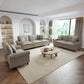 Sophia&William Large Sectional Sofa Set, Mid-Century Linen Cloud Couch 6-Seat Retro Nailhead Trim Modular Sofa with 6 Pillows for Living Room, Light Gray