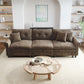 Sophia&William 3-Seat Sectional Sofa Set, Mid-Century Chenille Cloud Couch Modular Sofa with Nailhead Trim, 3 Pillows for Living Room Furniture Sets, Taupe