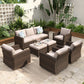 Sophia & William 7 Pieces Wicker Patio Furniture Set with 4 Swivel Chairs 9-Seat Outdoor Conversation Set, Beige