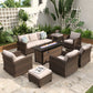 Sophia & William 8 Pieces Patio Furniture Set with 4 Swivel Chairs and 56¡± Fire Pit Table, Beige