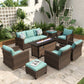 Sophia & William 8 Pieces Patio Furniture Set with 4 Swivel Chairs and 56¡± Fire Pit Table, Blue