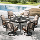 Sophia & William 7Pcs Outdoor Patio Dining Set Metal Cushioned Swivel Chairs and 54  Round Table Furniture Set for 6-Person, Beige