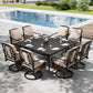 Sophia & William 9 Pieces Outdoor Patio Dining Set Metal Swivel Chairs and 57.5inch Square Table Set with Cushions for 8