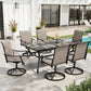 Sophia & William 7 Pieces Outdoor Patio Dining Set with Swivel Textilene Chairs & Rectangle Metal Table for 6-person