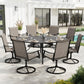 Sophia & William 9 Pieces Outdoor Metal Patio Dining Set Swivel Textilene Chairs and 67inch Large Round Table Set for 8
