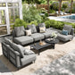Sophia & William 8-Piece Modular Patio Furniture Set 7-Seat Low-Profile Sofa with Extra Thick Cushions & Nesting Tables, Grey