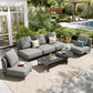 Sophia & William 7-Piece Modular Patio Furniture Set 5-Seat Low-Profile Sofa with Extra Thick Cushions & Nesting Tables, Grey