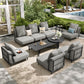 Sophia & William 10-Piece Modular Patio Furniture Set 7-Seat Low-Profile Sofa with Extra Thick Cushions, Nesting Tables & Side Table, Grey