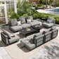 Sophia & William 11-Piece Modular Patio Furniture Set 10-Seat Low-Profile Sofa with Extra Thick Cushions, Nesting Tables & Side Table, Grey