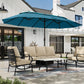 Alpha Joy 15ft Dual-Layer Outdoor Patio Umbrella Extra-Large Double-Sided Garden Umbrella with Ventilation and Base - Blue & Green