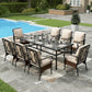 Sophia & William 9Pcs Patio Outdoor Dining Set Metal 84  Extendable Table with Beige Cushions for 8-Person