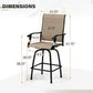 Sophia & William 2 Pcs Outdoor Swivel Metal Bar Stools Patio Height Textilene Chairs in Brown
