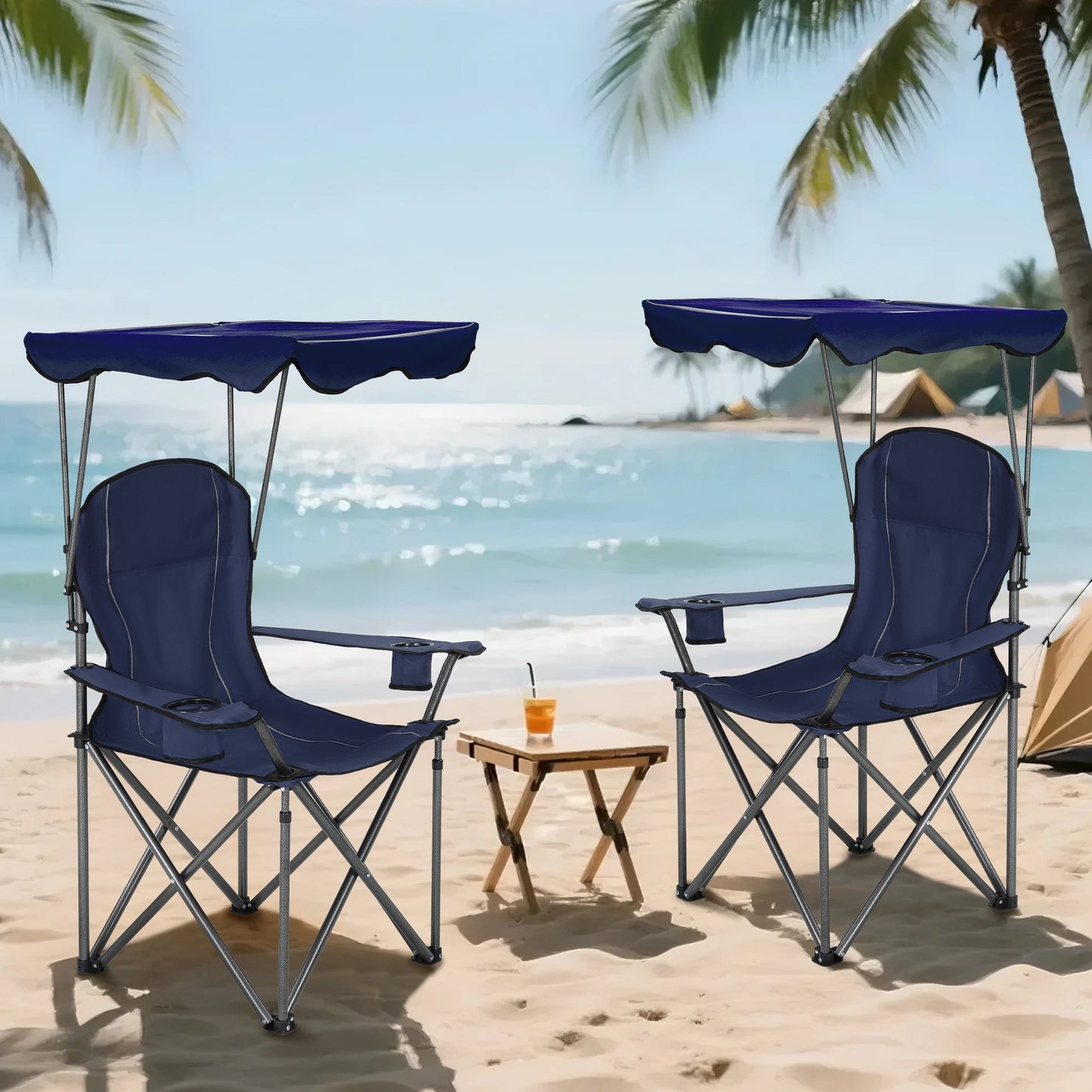 Sophia & William 2 Pack Oversized Camping Chair Portable Mesh Folding Chair with Cup Holder Supports Up to 450Lbs for Outdoor, Fishing, Beach, Backyard£¬ Red